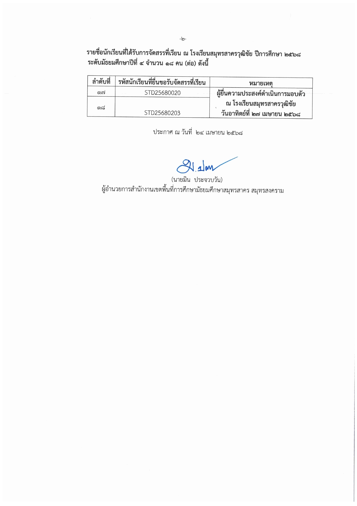 LINE ALBUM ไฟล์รูปประกาศจัดสรรที่เรียน 250424 4