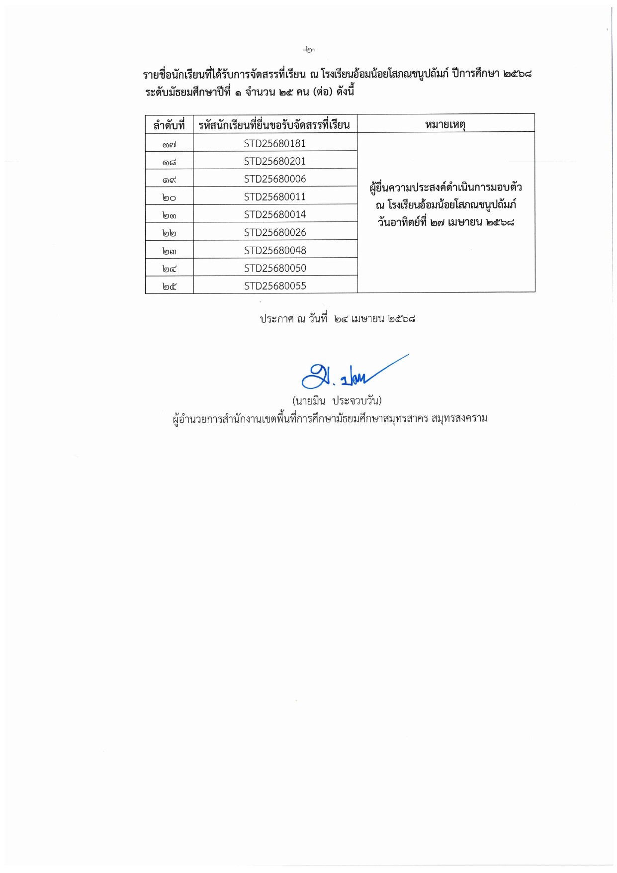 LINE ALBUM ไฟล์รูปประกาศจัดสรรที่เรียน 250424 6